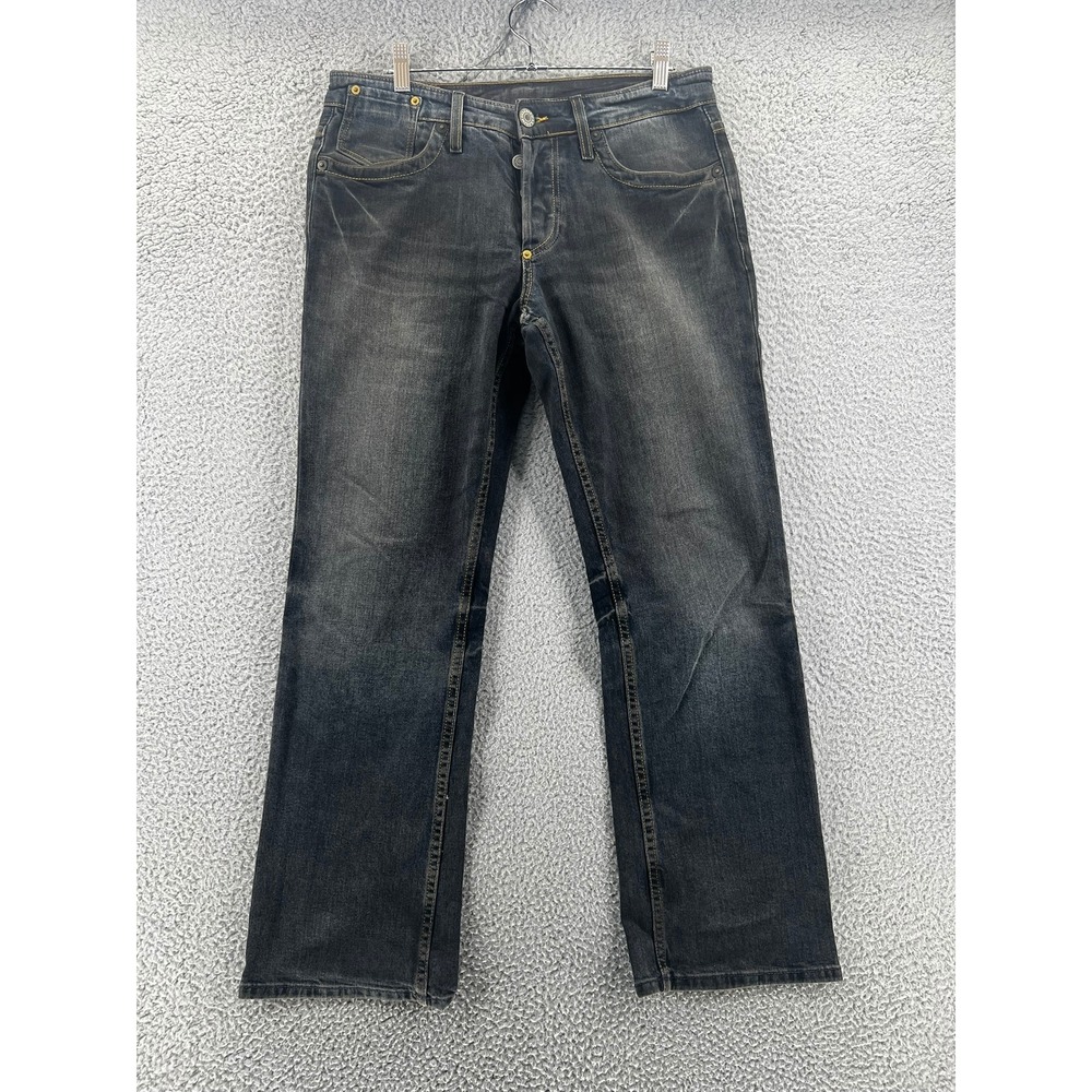 Armani Exchange Mens Straight Leg Jeans Dark Wash Fade Button Fly 33x30